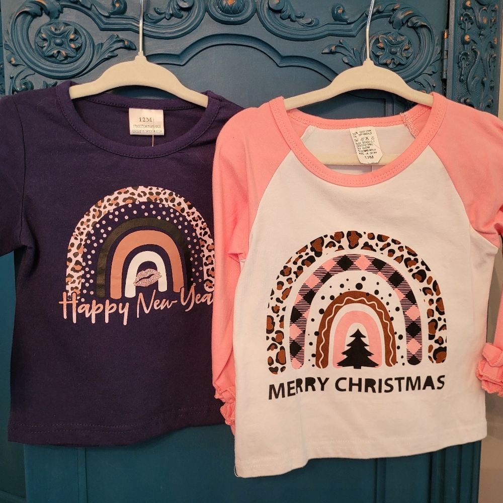 NWT Bundle Girl Holiday Raglan Shirts
